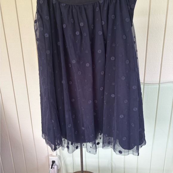 Navy Blue Layered Tulle Skirt with Polka Dots and Pockets! - Picture 1 of 7